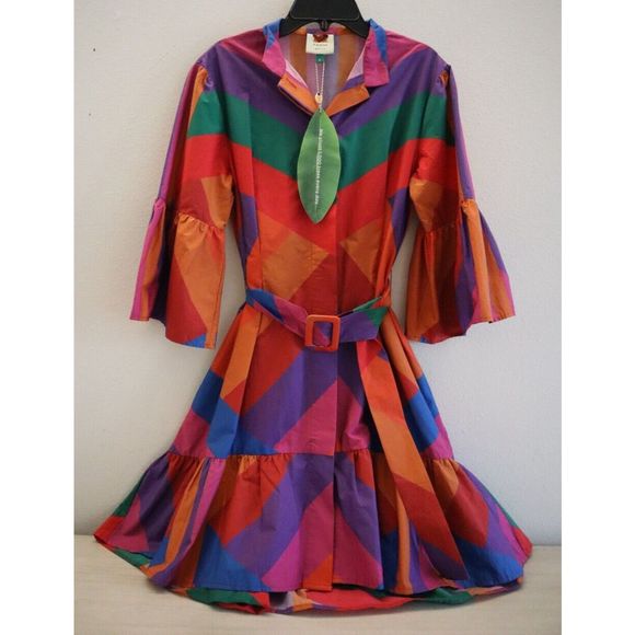 Farm Rio 295672 Women's Sz Small Multicolor Amanda Stripes Mini Dress - Picture 4 of 16